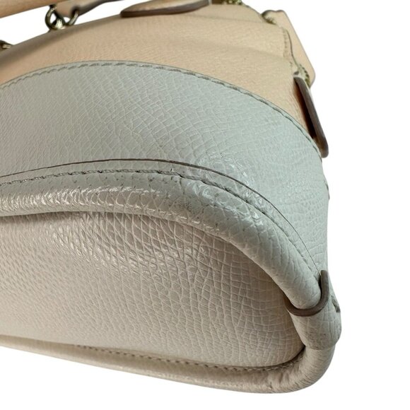 Coach Crossgrain Leather Mini Cora Crossbody Bag Satchel Bicolor Apricot Chalk - Picture 10 of 15